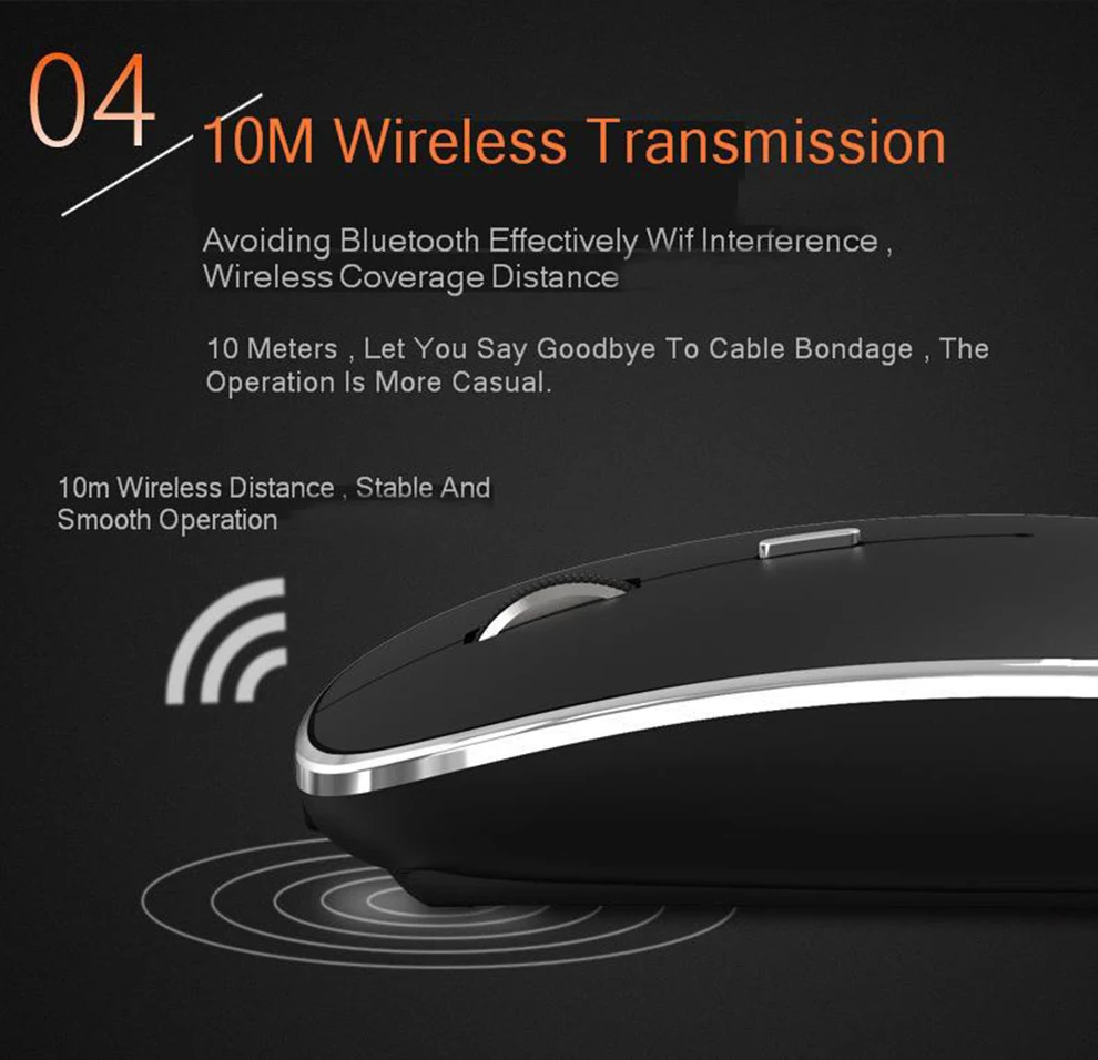 SeenDa Беспроводная перезаряжаемая мышь 2,4G Slient ультра тонкая мини оптическая мышь 1600 dpi компьютерная мышь для ноутбука ПК