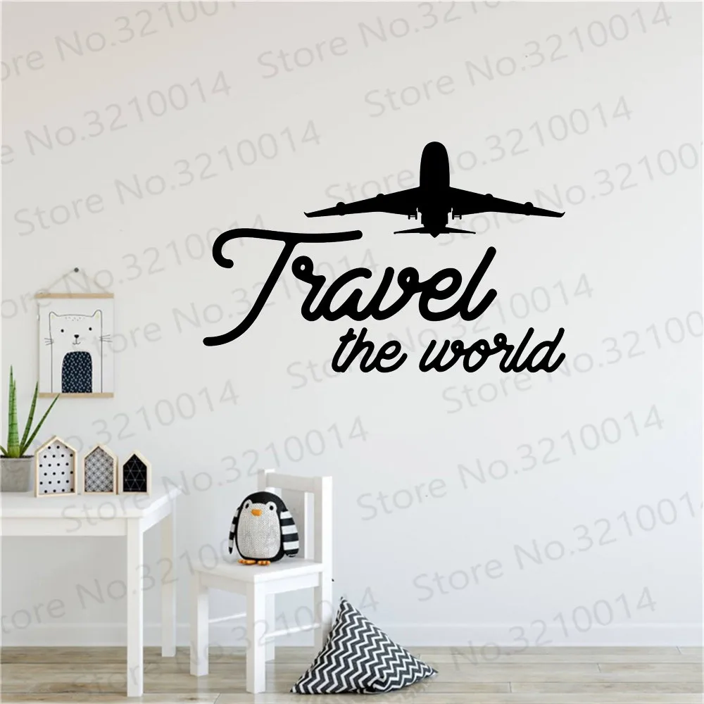 

Travel the World V4 Quote Decal Sticker Wall Vinyl Art Home Room Decor Airplane Adventure Inspirational PW428