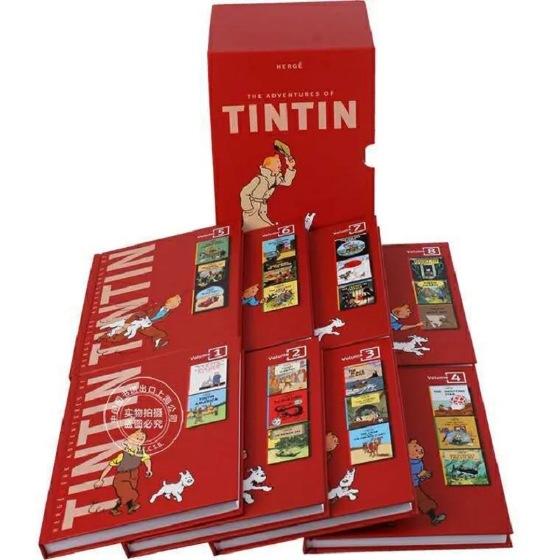 

8 books/set Tintin Collection The Adventures of Tintin English Picture story books to help your child grow as a reader