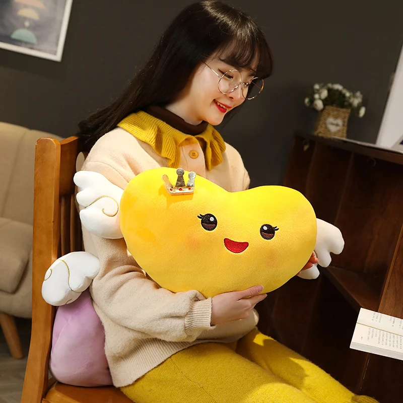 Милая супер мягкая плюшевая подушка с улыбающимся сердцем и короной хорошее