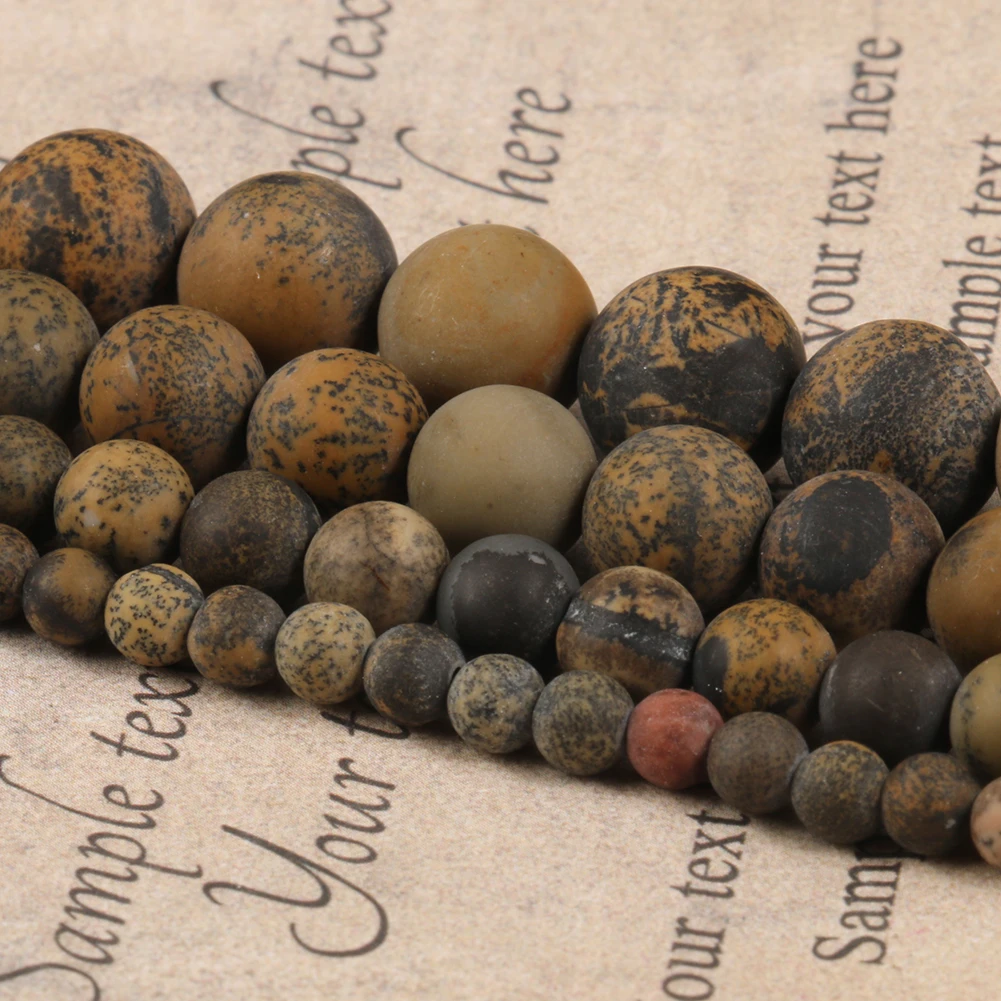 

Natural Stone Beads Matte Picture Jaspers Round Loose Beads for Jewelry Making DIY Bracelet Necklace Accessories 4-10mm Perles