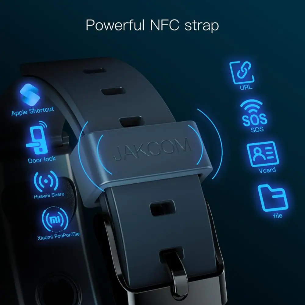 Фото Смарт-часы JAKCOM F2, версия NFC, часы с отображением времени, 3 MP3-плеера, mix 4 smartfone band 6, ремешок №3