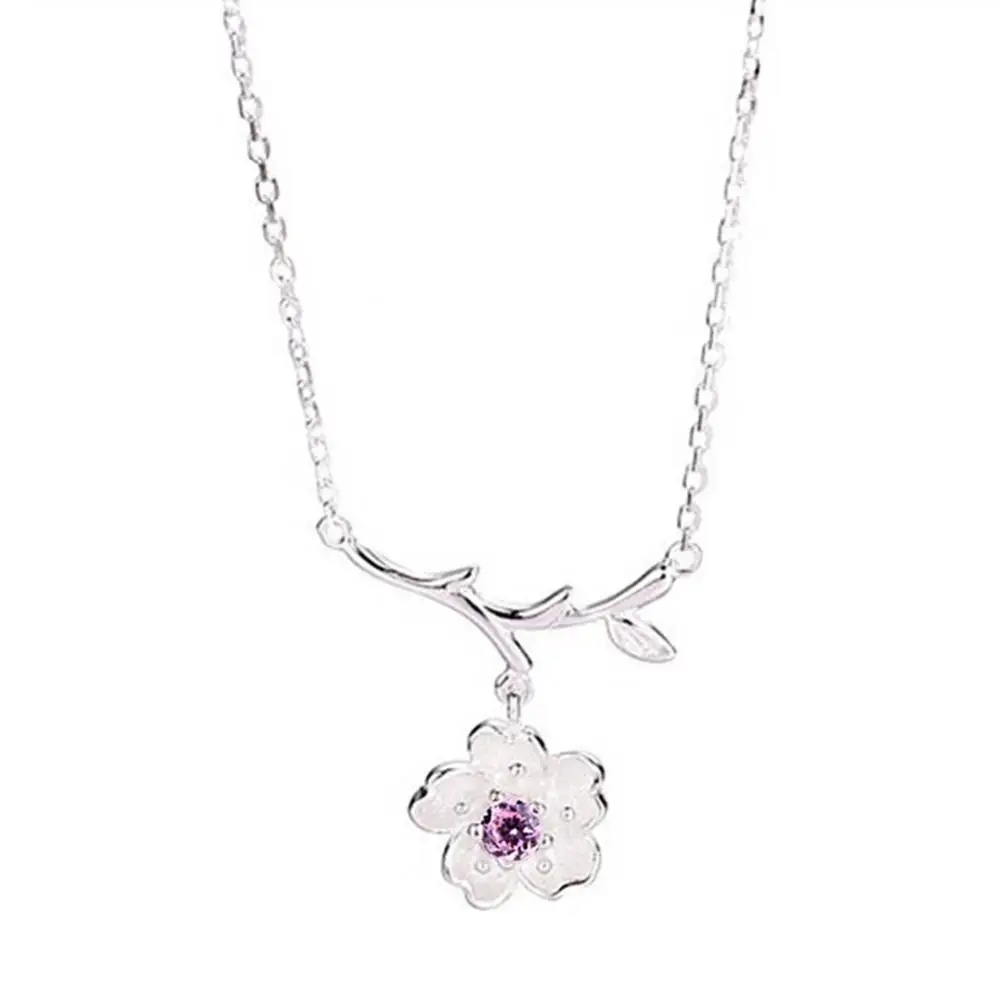 

70% HOT SALE Pendant Necklace For Women Cherry Blossoms Flower Tree Branches Pendant Necklace Women Elegant Jewelry