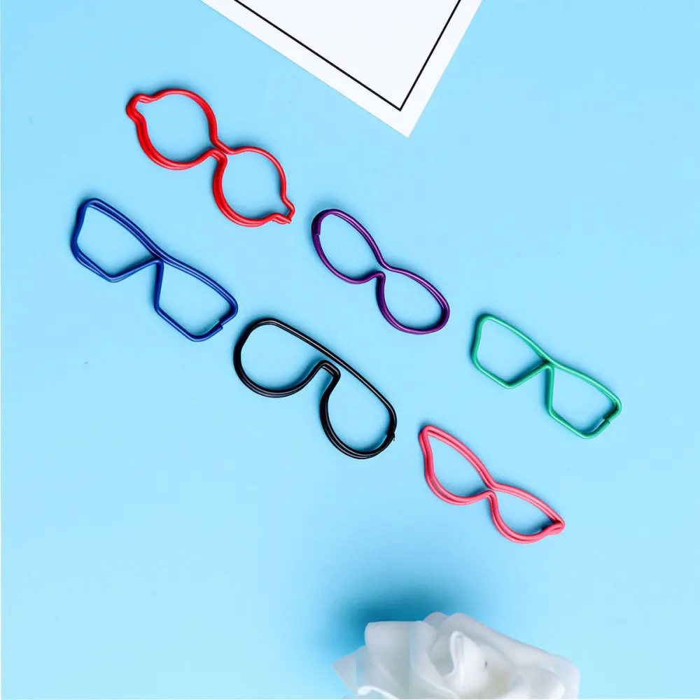 

20PCS Random Color Large Glasses Paper Clips Color Shaped Fun Clips Featuring Paper Clips