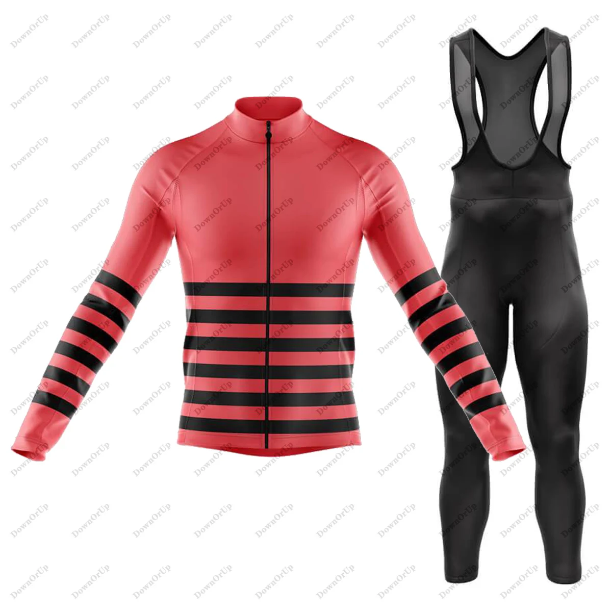 

Half Stripes Long Sleeve Cycling Jersey Set Bib Pants Ropa Ciclismo Team Bike Suit MTB Bike Jersey Uniform Men Clothes