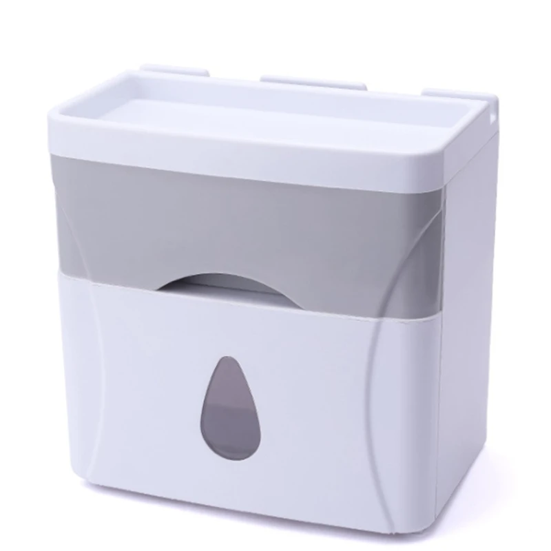 

Roll Tissue Box Toilet Paper Holder with Drawer Hand Paper Towel Dispenser Wall Mounted Tissue Box