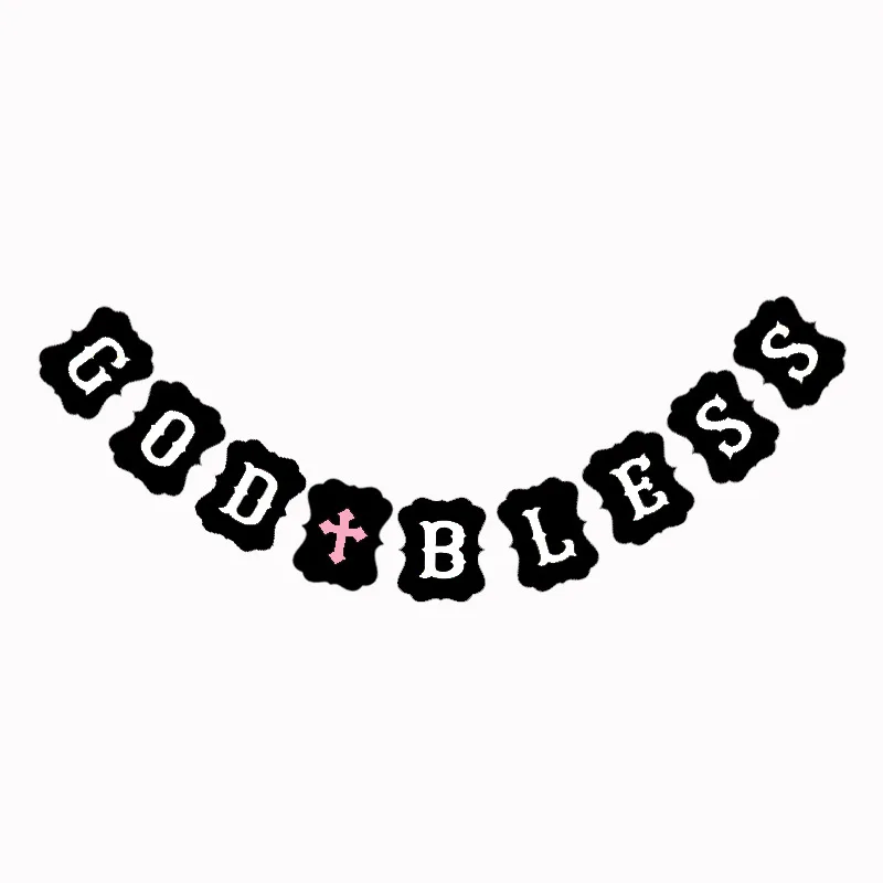 Пасхальный крест Бог благословит бумажный баннер гирлянда для крещения