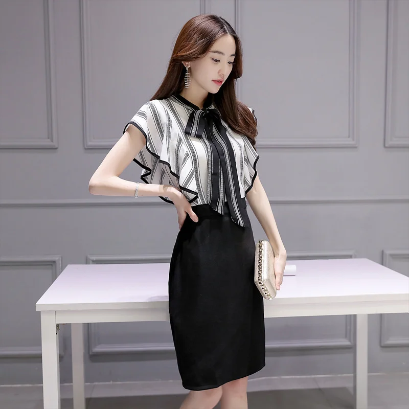 

KMETRAM Vintage Chiffon Summer Dress 2021 Elegant Office Mini Dress for Women Partty Black Dress Ladies Dresses Vestidos MY2656