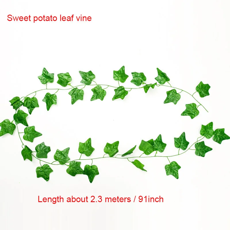 Sweet potato vine 210 см/лот шелковые розы поддельные криперы зеленый лист плюща лоза для дома свадьбы Decora оптом diy Висячие гирлянды искусственные цветы - Цвет: Sweet potato vine