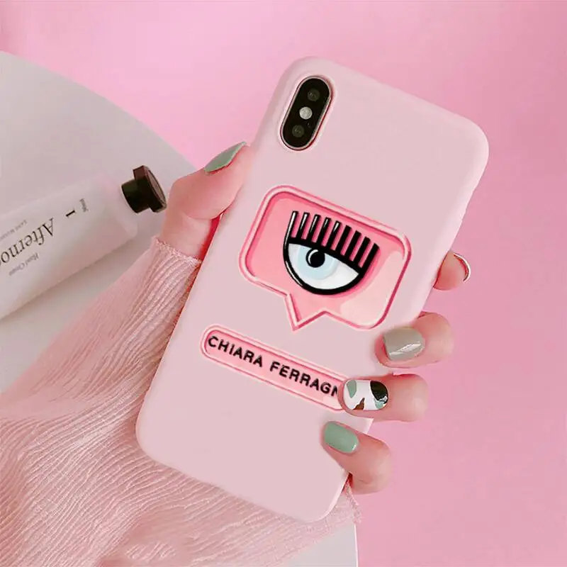 hot ferragnies eyes chiara phone case for iphone 12 11 pro max mini xs 8 7 6 6s plus x se20 xr matte candy pink silicone cover free global shipping