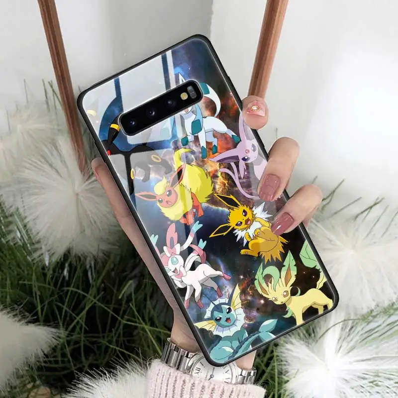 12 Чехол из закаленного стекла с рисунком eevee для samsung Galaxy S10 S10e S9 S8 Note9 Note 10 Plus 5G A50 A30 края из ТПУ - Цвет: 12