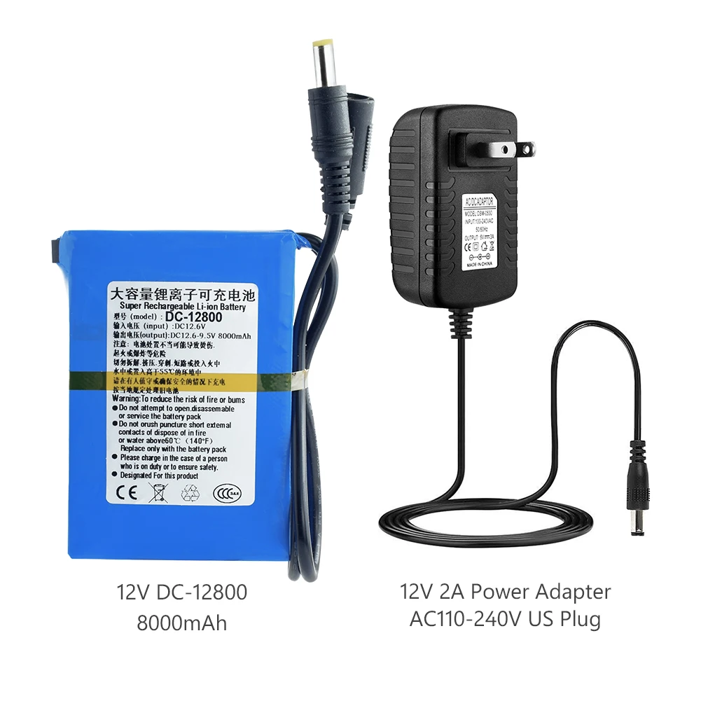 Портативный 12V DC12800 8000mah аккумулятор литий ионный Емкость DC 12 6 v CCTV Cam монитор с 2A