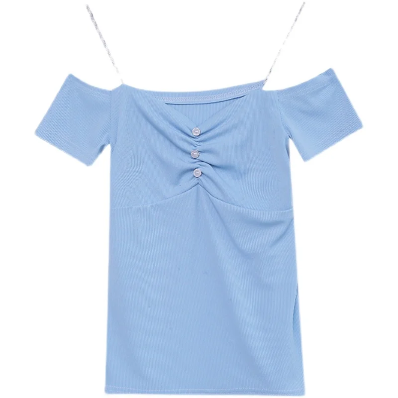 

Sexy Women T-Shirt New 2021 Summer Off The Shoulder Women's Tops Elegant Slim tshirt Blusas