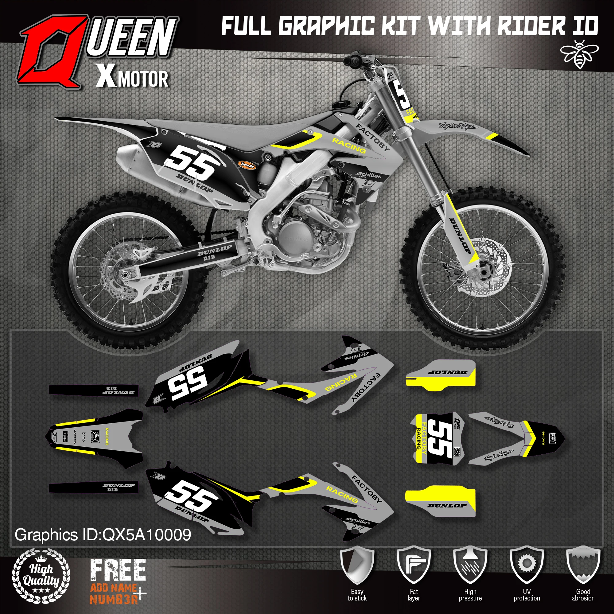 QUEEN X MOTOR Custom Team графические фоны наклейки для HONDA 2010 2011 2012 2013 CRF250R 2009-2012 CRF450R 009 |