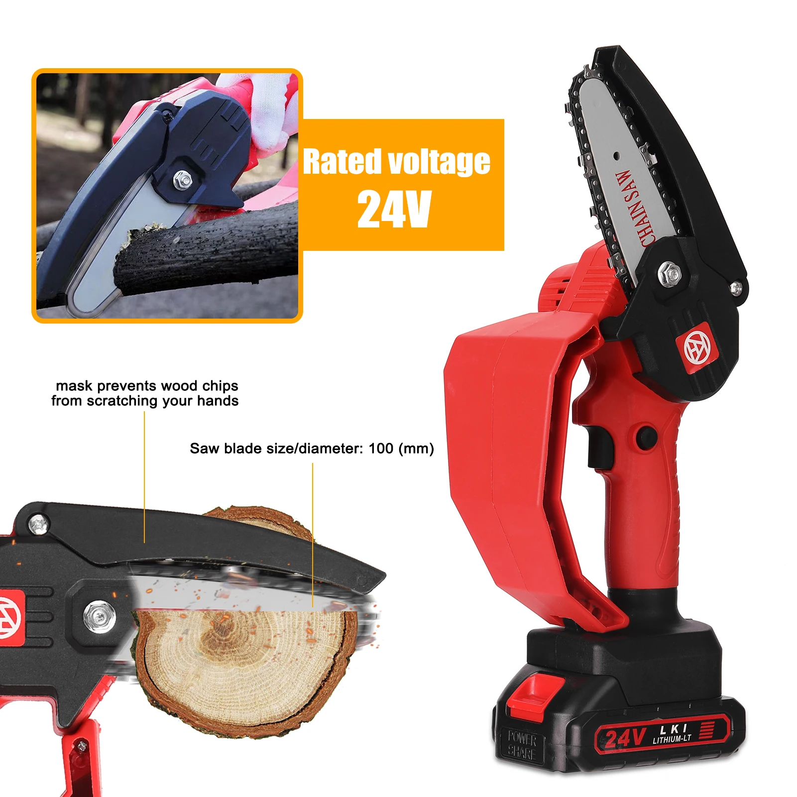 

Electric Chainsaw Reciprocating Saws Outdoor Saber Saws Cordless Electric Chain Saw With Rechargeable Li-ion Battery Brush Motor