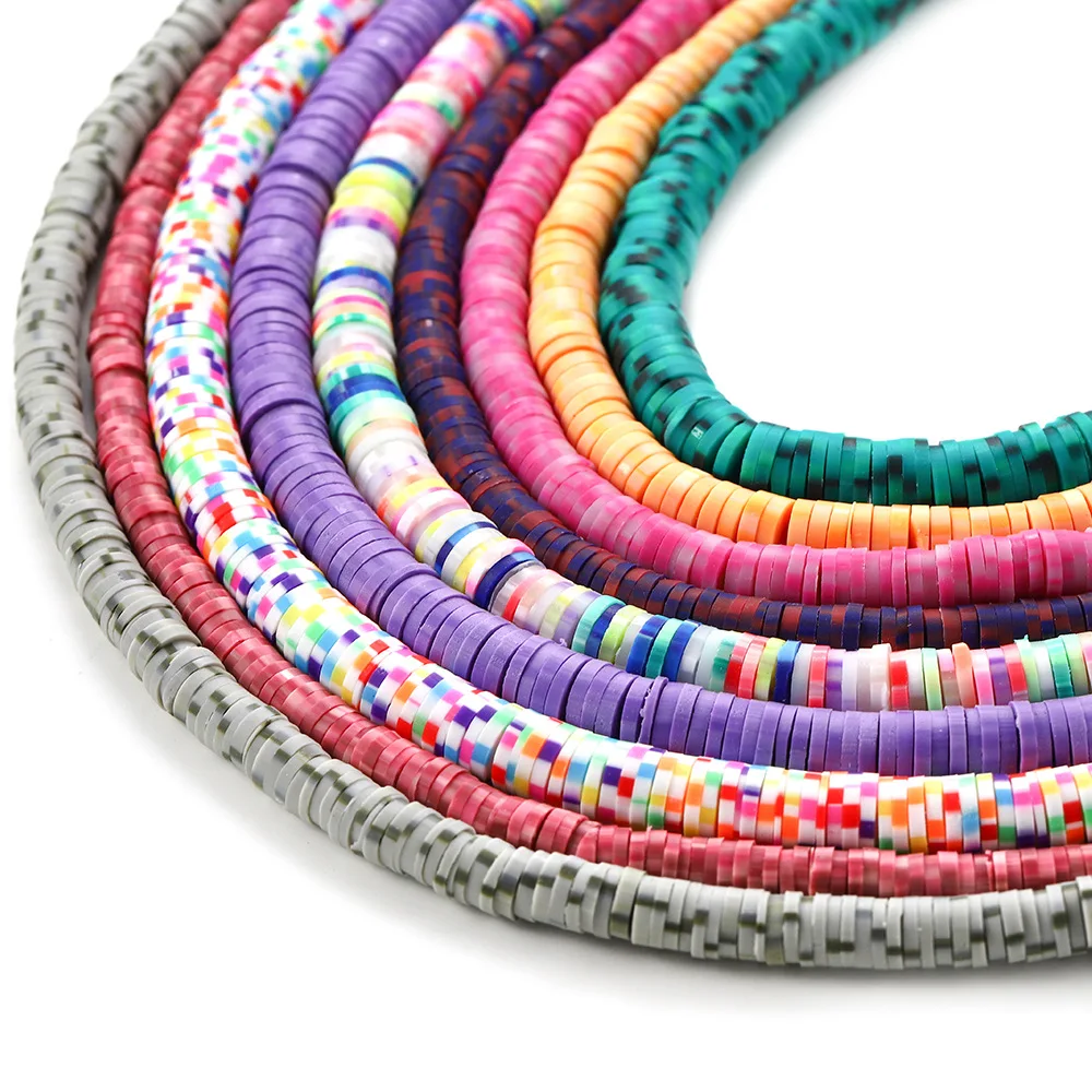 

330PCS/Lot 6mm Flat Round Color Beaded Polymer Clay Spacer Beads Slices for Girls Bracelet Making Diy Necklace Accessories