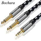 Bochara Плетеный 18 ''3,5 мм стерео двойной 14'' 6,5 мм из бескислородной меди, аудио кабель Фольга + Плетеный экранированный с позолотой 1,5 м