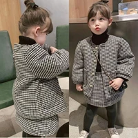 girls thick suit autumn girl small fragrance jacket skirt two piece temperament 3 8 years old childrens clothing