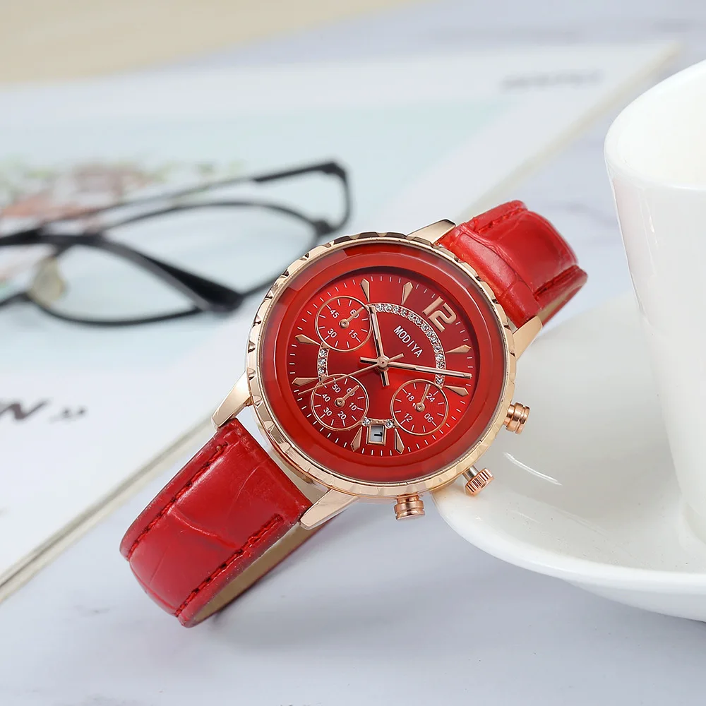 Часы женские кварцевые с кожаным ремешком аналоговые черные|Женские наручные