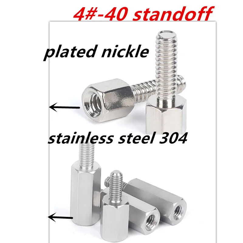 

5-20pcs/lot 4#-40 American standard plated nickle copper stainless steel 304 hex socket female to male standoff screws stud1141