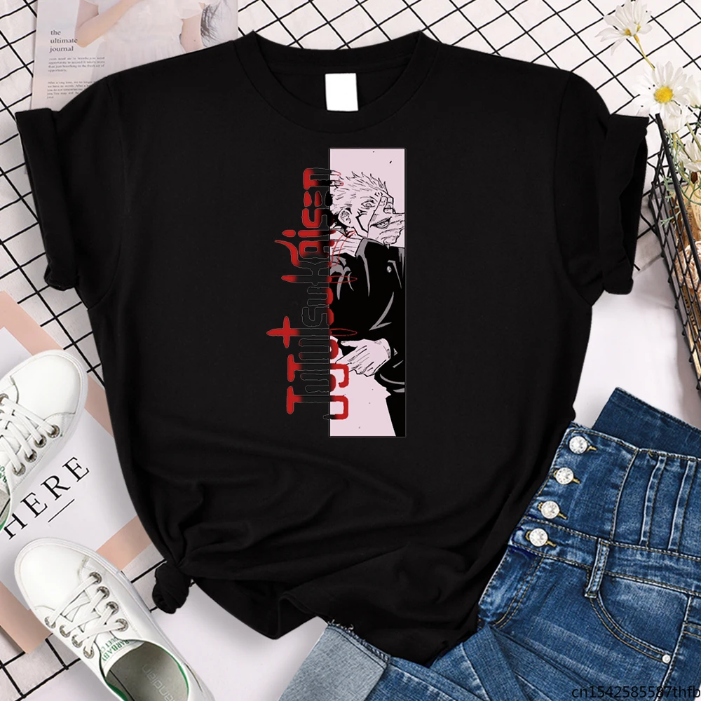 

Jujutsu Kaisen Anime Print Woman T Shirts Summer Oversized O-neck Tee Shirts Hip Hop Loose Streetwear Lovely Women's T Shirts