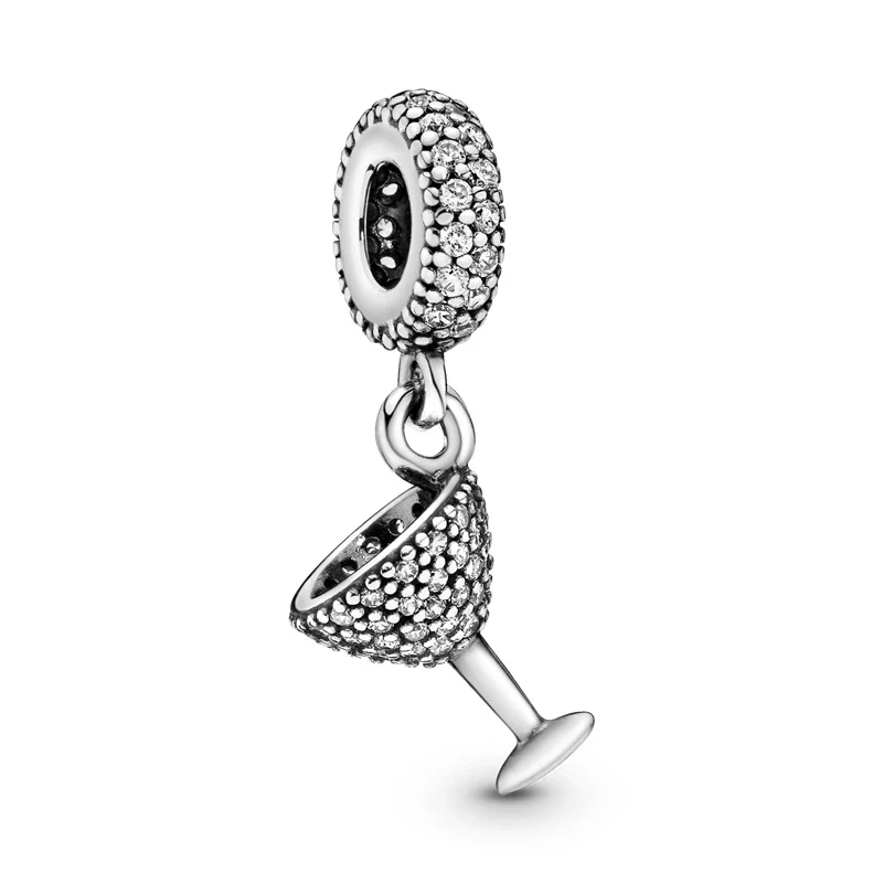

925 Sterling Silver Charm Cup High Heels Beads fit Original Pandora Bracelet Fine Silver Jewelry Making DIY Gift