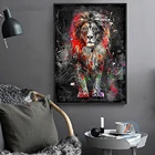 Красочный Лев граффити холст живопись абстрактные Животные стены фотография домашнего декора