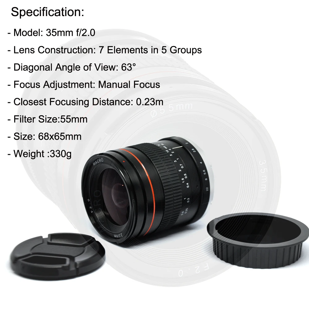 Объектив JINTU 35 мм F/2 0 для Nikon FX DX F D5 D4 D850 D750 D500 D7500 D5600 D5500 D3500 D90 D80 D3400 | Электроника