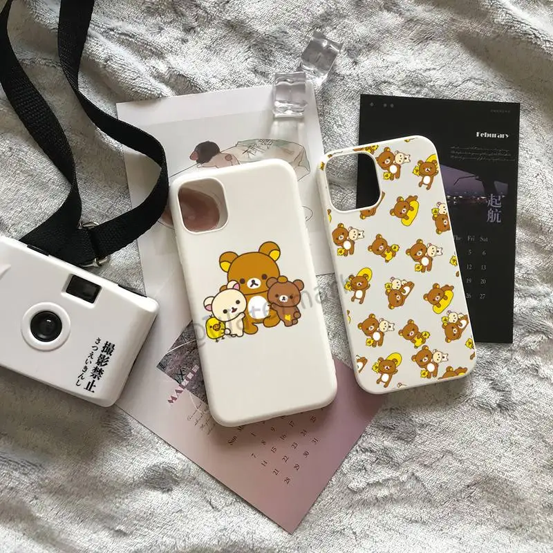 Чехол для телефона Rilakkuma с милым медведем IPhone 12 11 Pro Max Xs Xr X 6 6s 7 8 Plus Белый