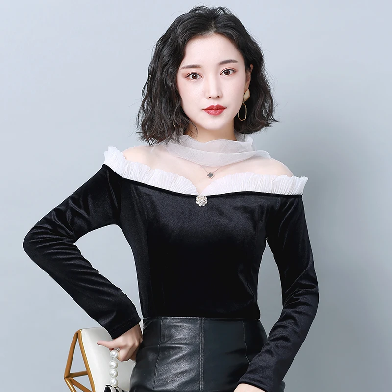 Элегантные черные рубашки из органической кожи модные топы тонкая водолазка