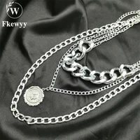 fkewyy hip hop necklaces for women 2021 gothic accessories fashion gold plated jewelry chain necklace stainless steel jewelry