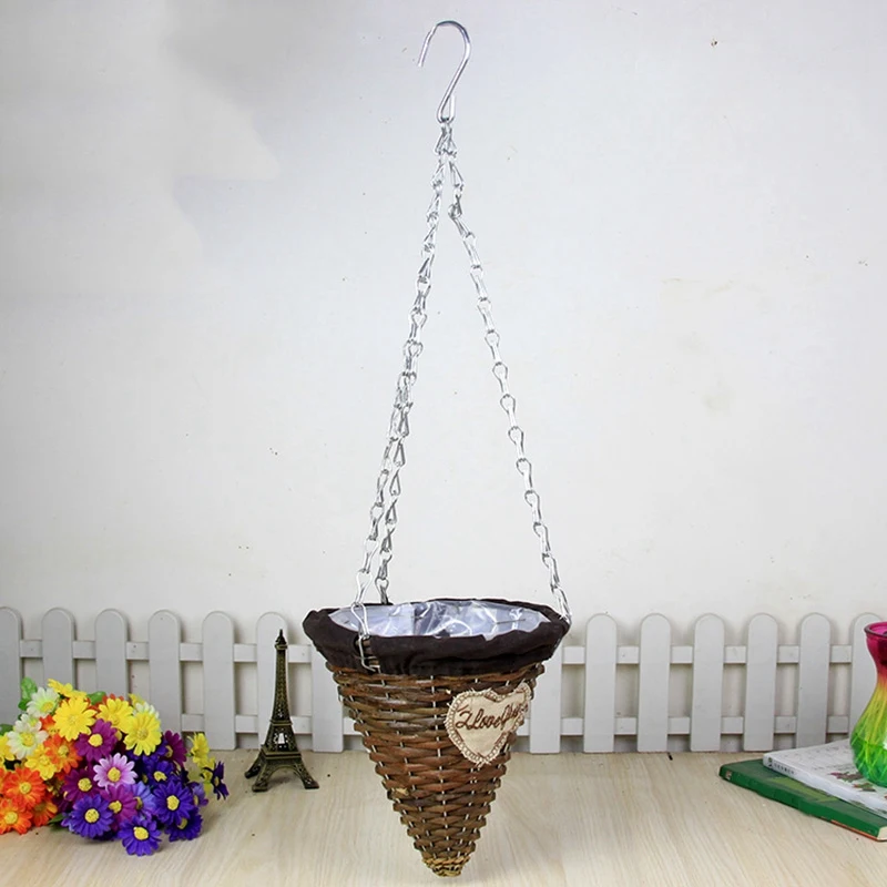 Натуральная плетеная подвесная корзина Цветочная Горшок Кашпо из ротанга