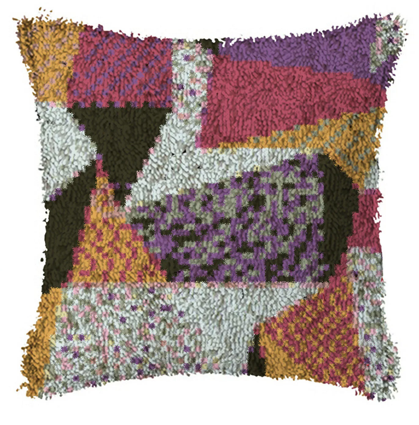 

Latch Hook Cushion Red lattice Pillow Case Color Canvas Acrylic Yarn Latched Hook Pillow Kits Crochet Cushion Cover