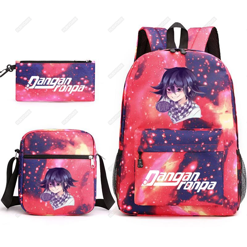 Danganronpa Monokuma Children Backpack 3Pcs/Set School Bag For Girls Boys Bear Students Laptop Backbag Teenage Casual Travel Sac | Багаж и