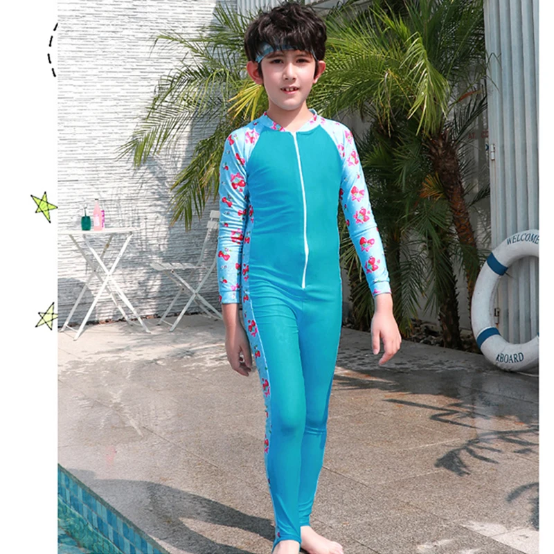 Цельный купальник боди пляжная одежда детские штаны с длинными рукавами для