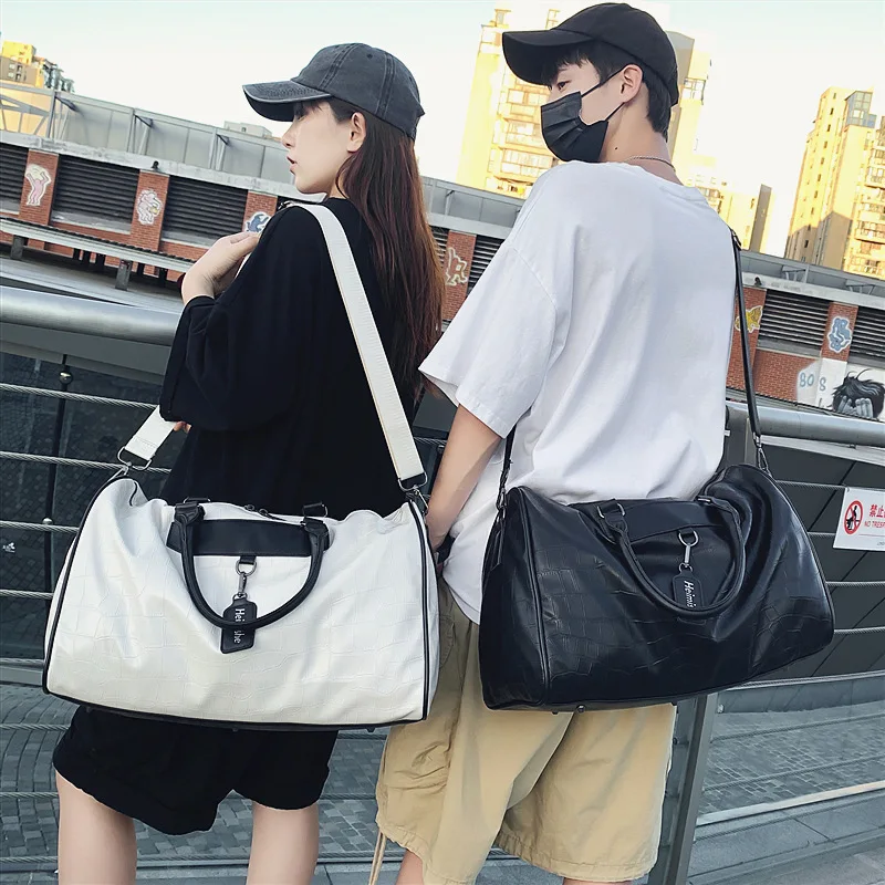 Men's Fashion Brand Soft Leather Hand Luggage Bag Business Trip Travel Storage Bag Training Sports Fitness Bag Women