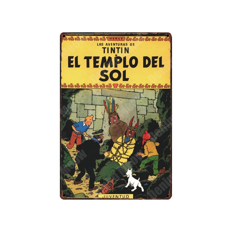 T Tintin мультфильм металлическая Оловянная вывеска Альфа арт живопись магазин настенный стикер домашний декор Tintin фильм плакат Бар Винтаж железные тарелки MN120 - Цвет: T