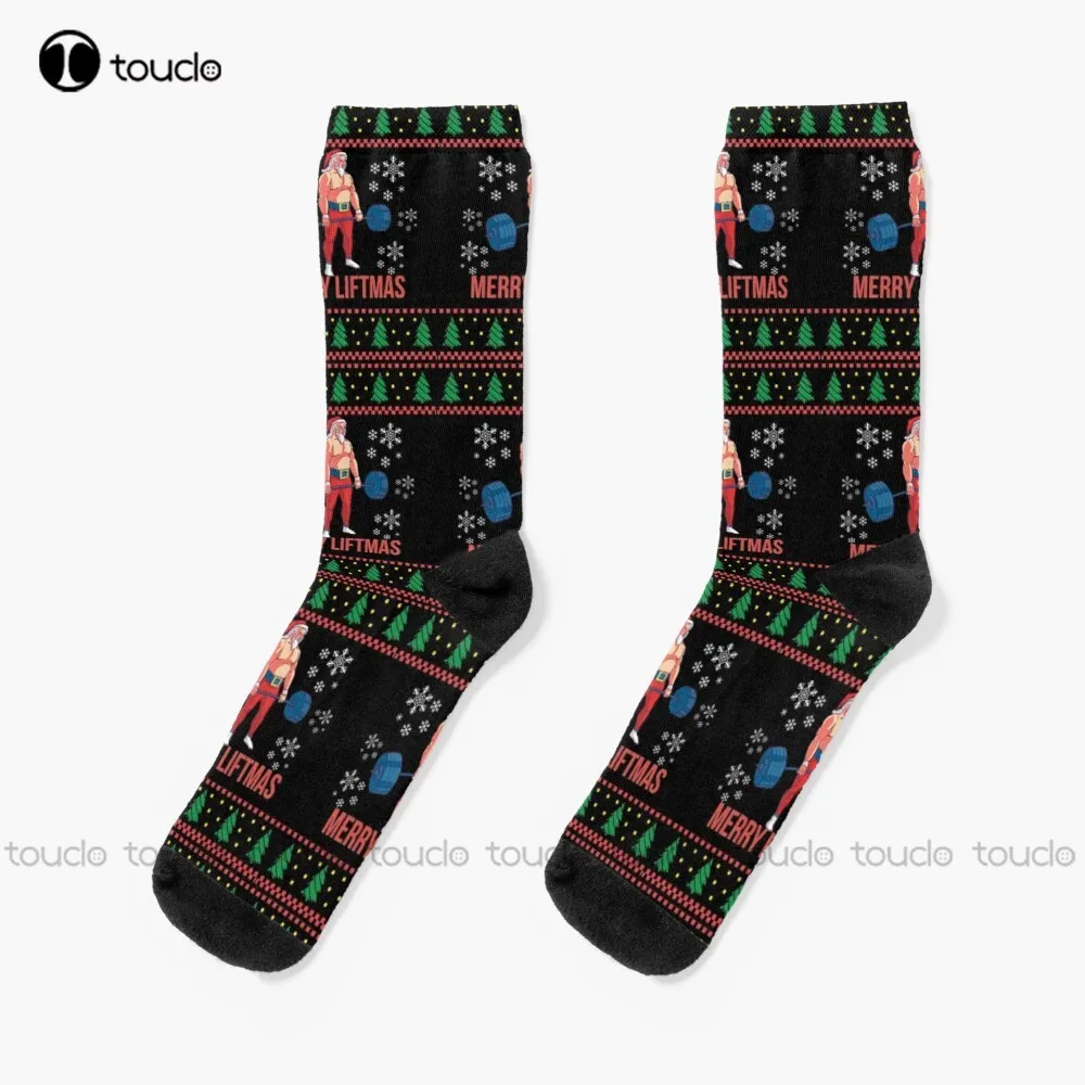 

Merry Liftmas Ugly Christmas Sweater Workout Socks Workout Socks Women Unisex Adult Teen Youth Socks Christmas Gift Custom Sock