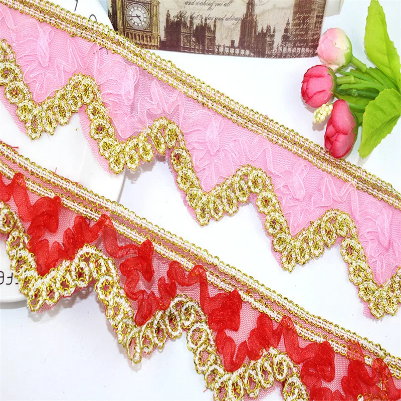 Оптовая продажа 10 ярдов Золотая кружевная лента европейские аксессуары для