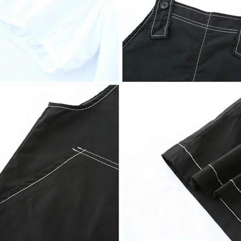

Rompers Women Suspender Loose Wide-leg Knee-length Stylish All-match Casual Korean Streetwear Ulzzang Office Ladies Chic Daily