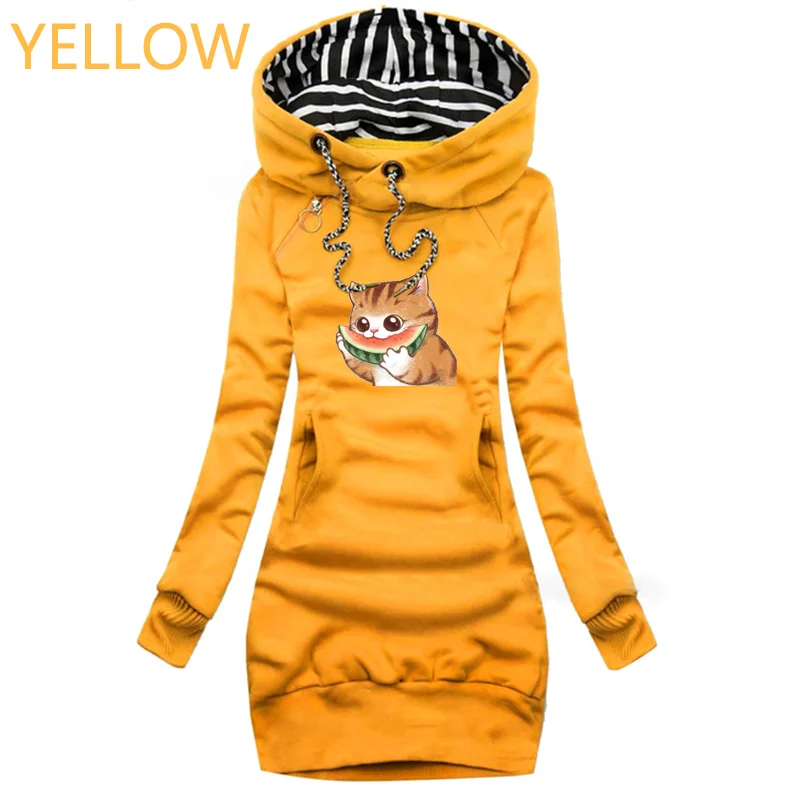 

Hot Long Hoodie Dress Women plus size Dress Long Sleeve Casual Sweatshirt Autumn Winter hoodies women aesthetic Printing hoodie