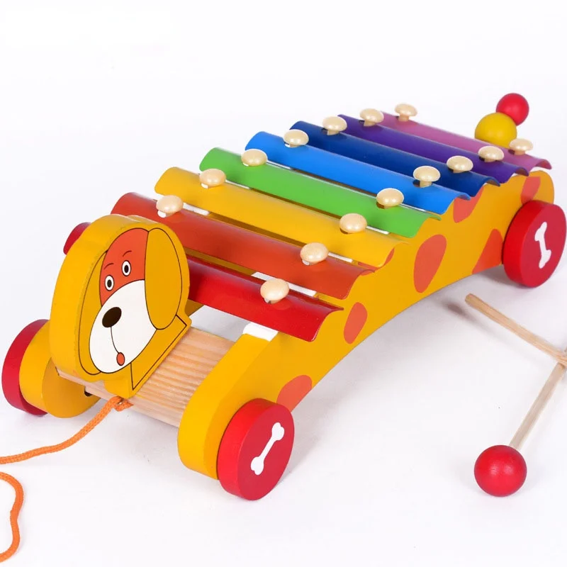 

8 Scales Wood Toy Music Instrument Kids Cartoon Cute Dog Xylophone Percussion Musical Baby Wooden Toys For Children Gifts