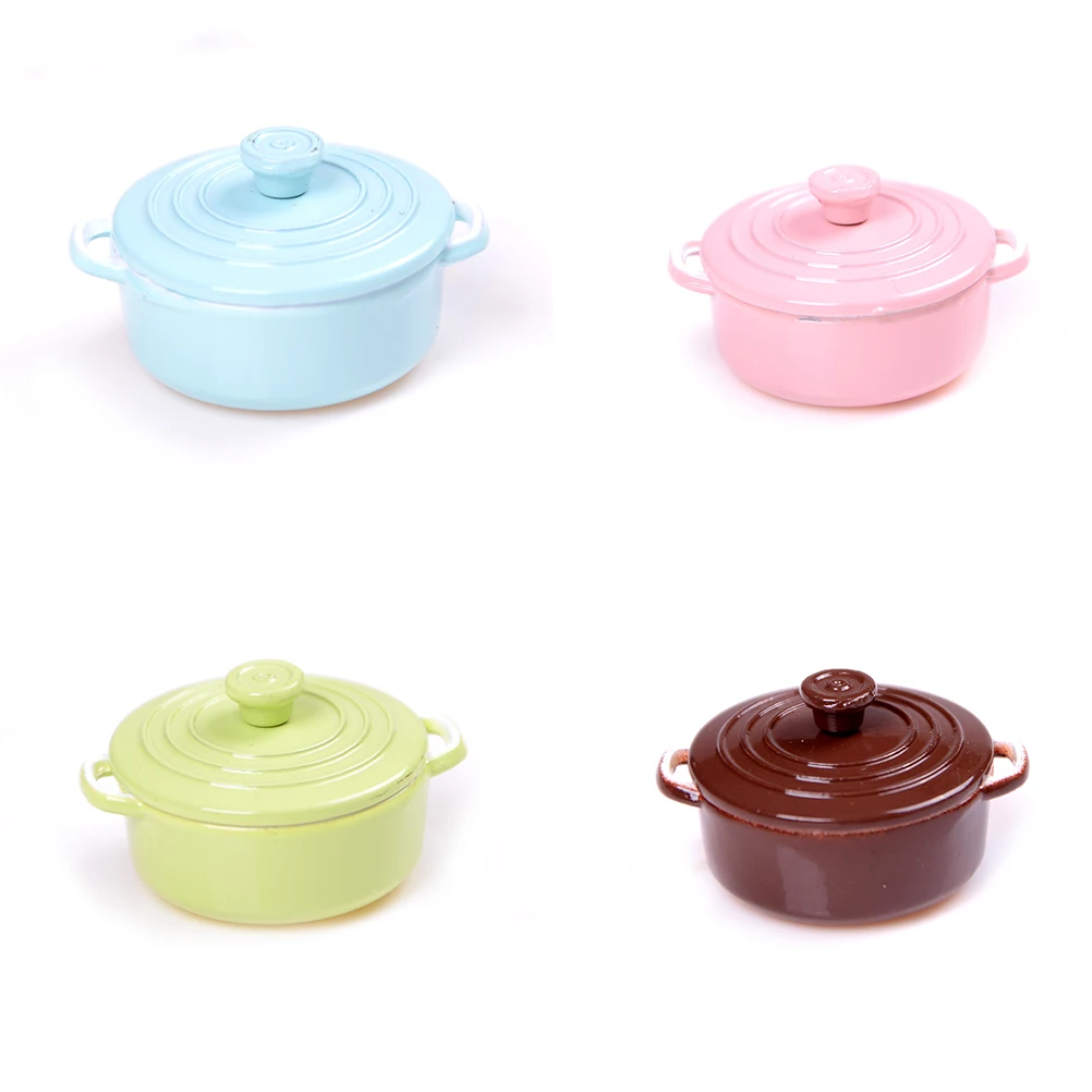 

Hot 1:12 Mini Pot Boiler Pan With Lid Doll House Accessories Dollhouse Miniature Kitchen Utensils Cooking Ware Play Kitchen Toy