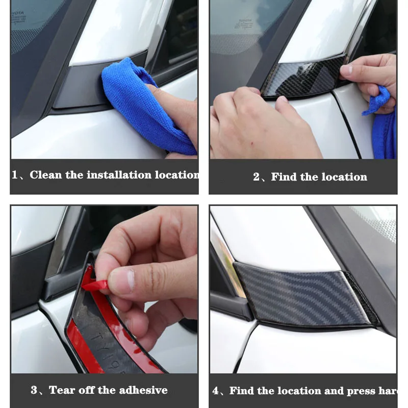 

Car Accessories Central Window Sill Pillar Cover Trim ABS Carbon Style 2PCS for Toyota RAV4 XA50 2019 2020(A Post Pillar)