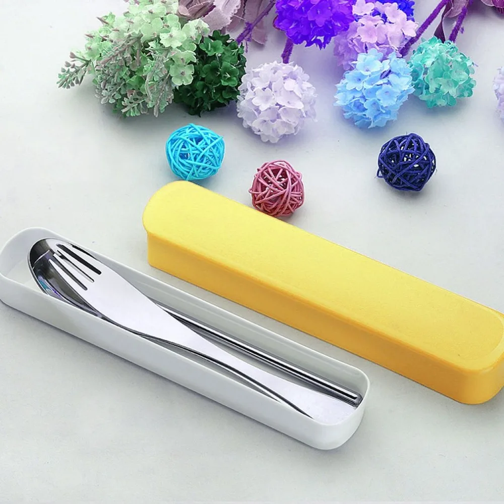 4 шт./компл. Нержавеющая сталь вилка ложка посуда костюмы с ящик для хранения