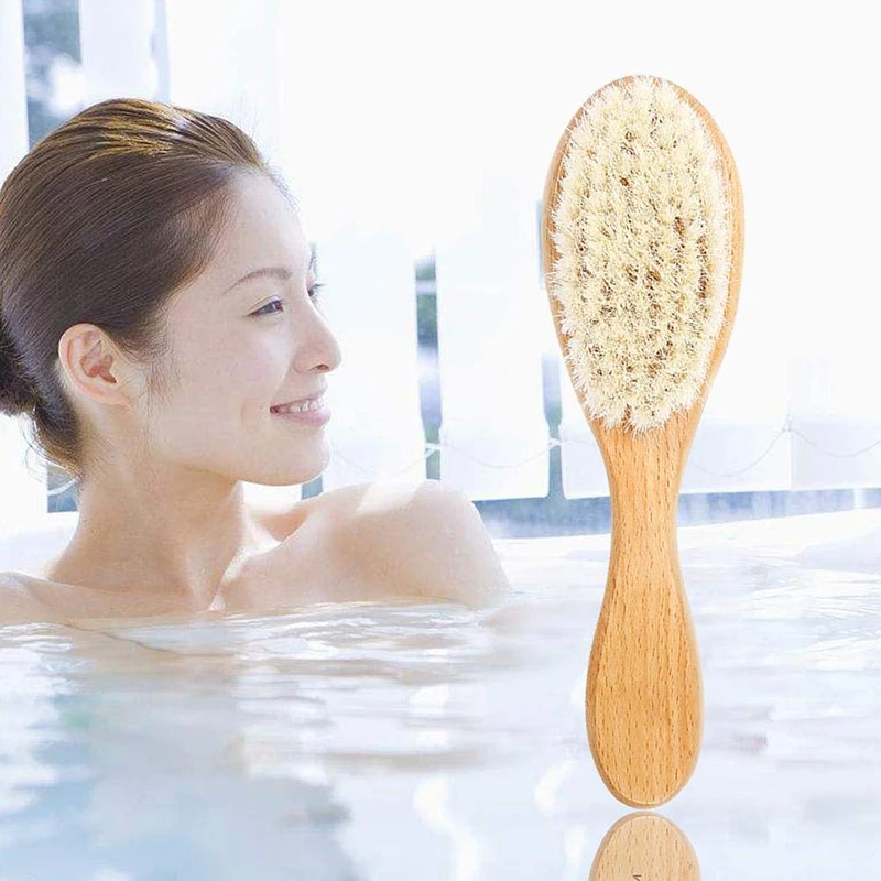 New Products Baby Hair Practical Brush Soft Goat Brow Premium Wooden For Cradle Dap Boys And Girls Child Newborn Shower Gift