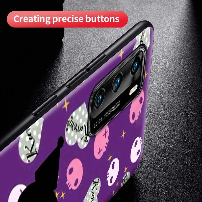 

Cute Cartoon KuromE Case For Huawei P30 P40 Lite E P Smart Z P20 Pro Y6p Y6 Y7 Y9 2019 Black Soft Phone Cover