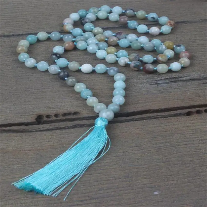 

6mm section Amazonite Gemstone 108 Beads Mala Necklace Wristband Bless Reiki Meditation natural pray Fancy Healing spirituality