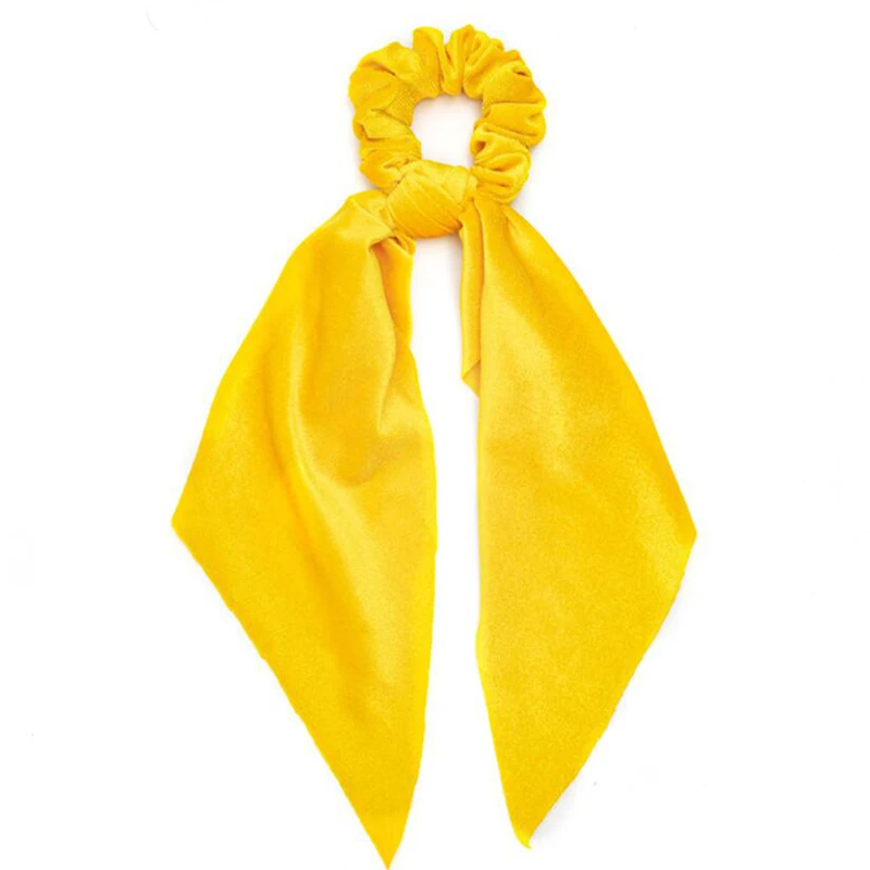 

Fashion Gold Flannel Scrunchies Solid Long Hair Ribbon For Women Ponytail Scarf Sweet Elastic Hair Band Hair Accessories Ties