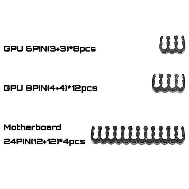 1Set 24Pin x 4 8Pin 12 6Pin 8 PP Cable Comb Clamp/Clip/Dresser for 3.4mm Sleeved Cables Power Supply Connector Black - купить по
